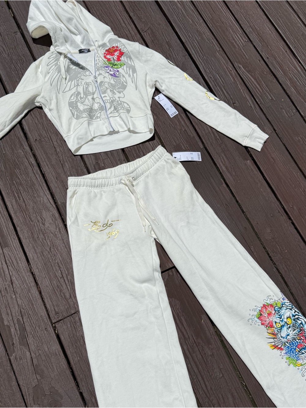 ED HARDY Uo Exclusive Tracksuit Set In White